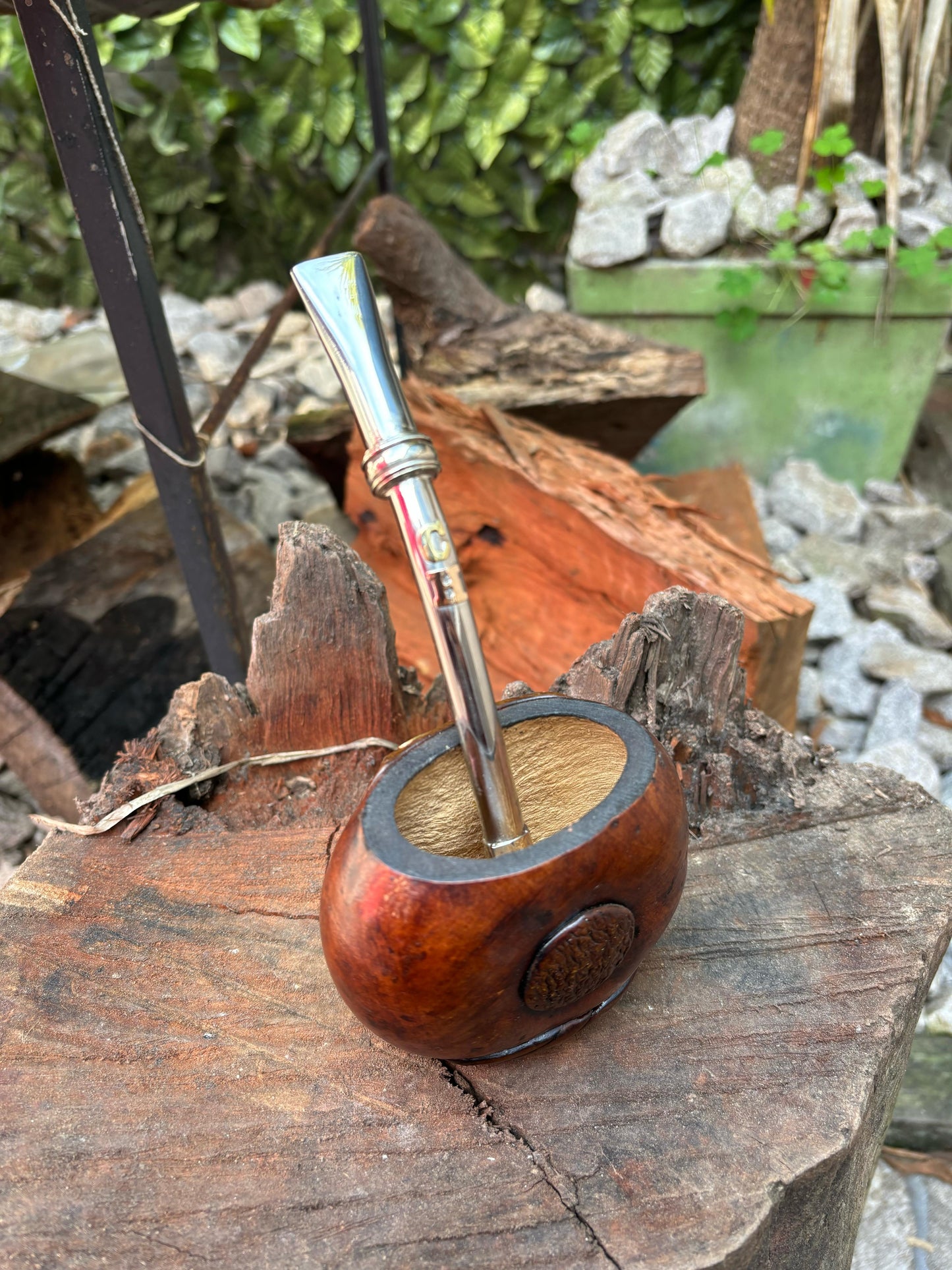 Bombilla de Alpaca con Iniciales en BRONCE.
